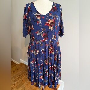NWT Torrid Blue Floral Supersoft Skater Mini Dress - Torrid Size 3 (22-24, 3X)